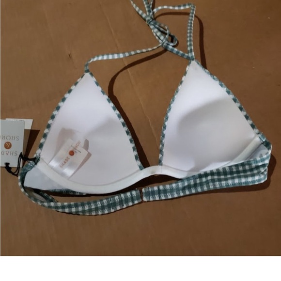 NEW! Seersucker Bikini Push-Up
Halter Top Shade & Shore. Wht Green checkered - Picture 5 of 5